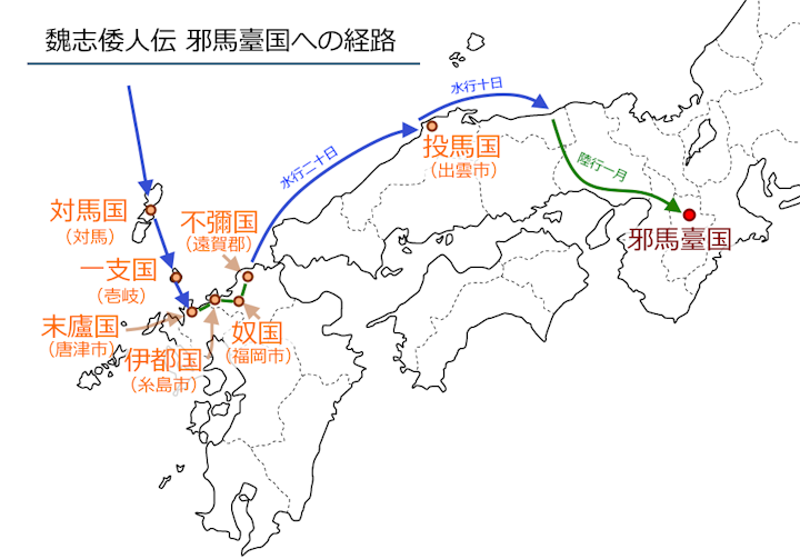 邪馬臺国への経路